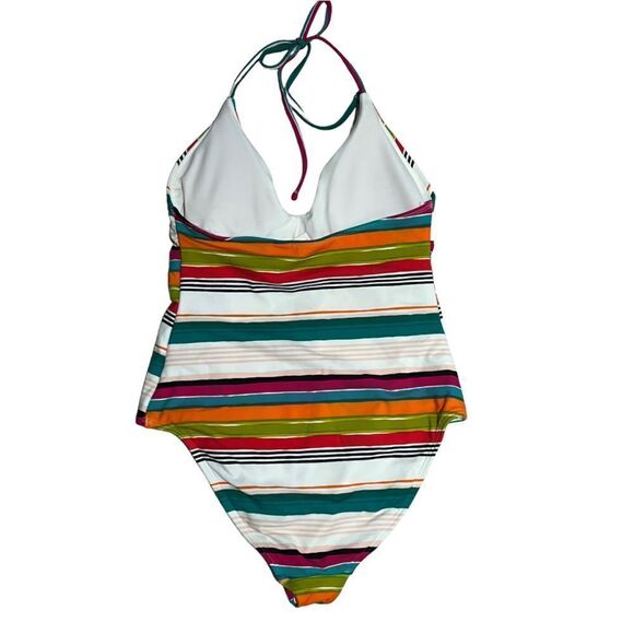 NWT LOFT Beach Striped Halter One Piece Swimsuit sz 4 - Picture 3 of 9